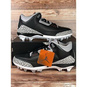 Nike Air Jordan 3 Mid TD "Black Cement" Football Cleats FZ8626-001 Men's Size 11